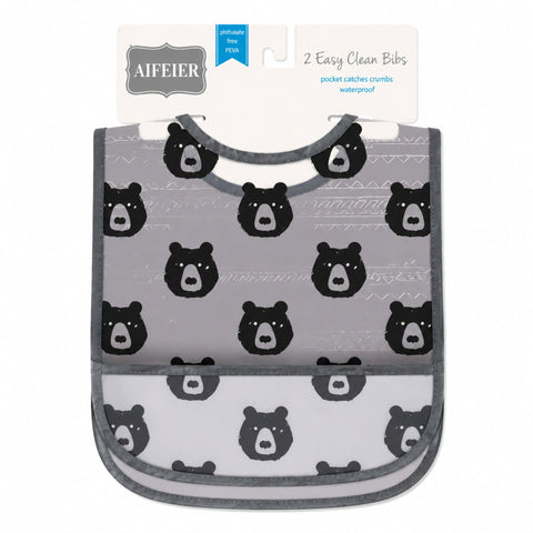 Waterproof Plastic Bibs - Pack of 2 - Bears