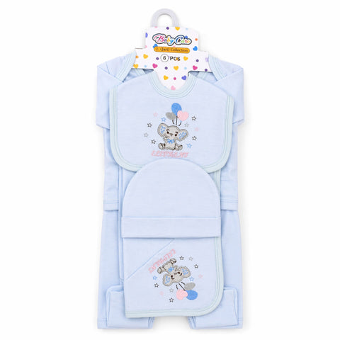 Baby Care - Cotton Jersey - 6 Pieces - Elephant - Starter Set - Blue