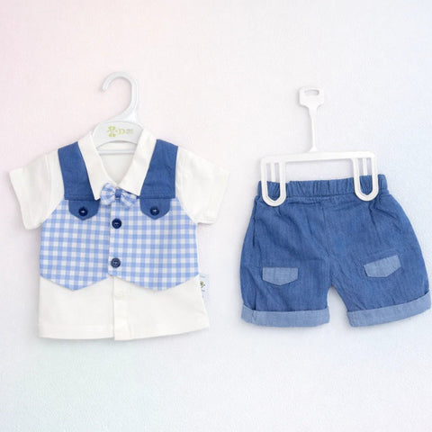GM - 2 Pieces - Suit Set - Blue - Bow