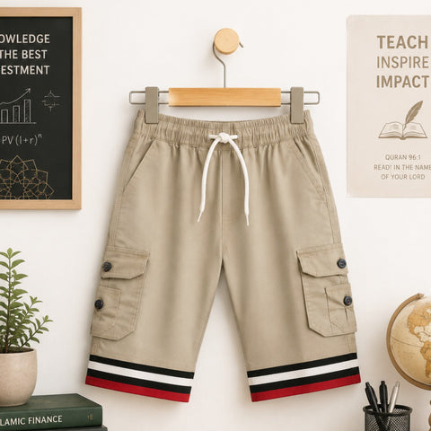 Active - Cotton - Three Quarter - Cargo Shorts - Light Grey
