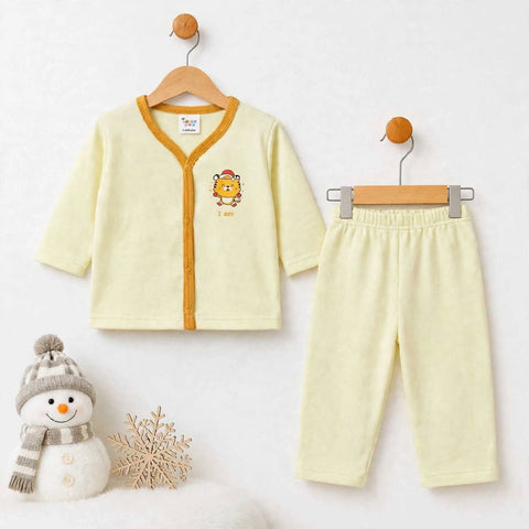 Terry Baby Night Suit – Yellow Tiger | Winter Nightwear 3 Months–6 Years