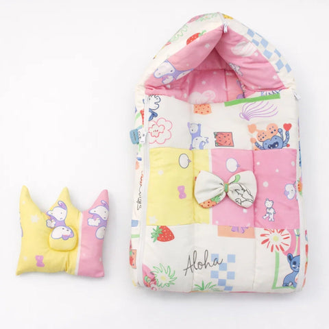 Cotton - Hooded Carry Nest - Pink - Unicorn Stitch - 26