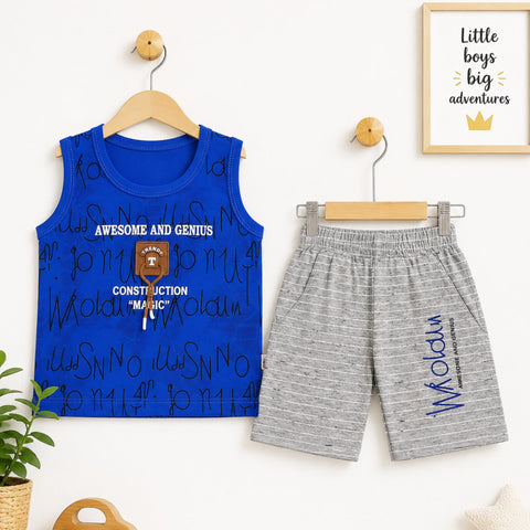 KM - Cotton Jersey - Sando & Short - Blue - Awesome