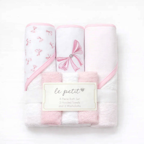 6 Pieces - Le Petit - Bath Towel Gift Set - Pink - Butterfly