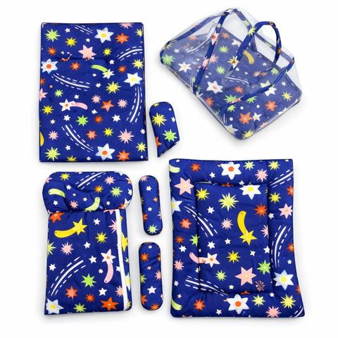 8 Pieces - Cotton Bedding Set - Navy - Glowing Stars - 26