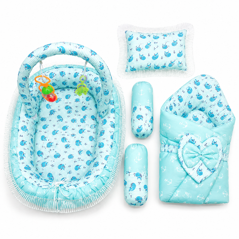 Cotton - 6 Pieces - Snuggle Bed Play Gym - Green - Anchors - 26