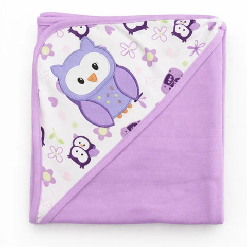 Carte - Hooded Cotton Wrap - Purple - Owl