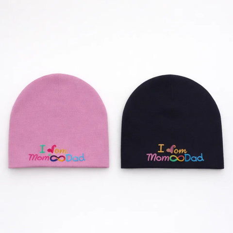 Cotton Caps - Pack of 2 - Navy & Pink - Love Mom & Dad