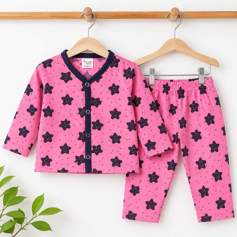 TBS - Cotton Jersey - Night Suit - Pink - Smiley Star - 26