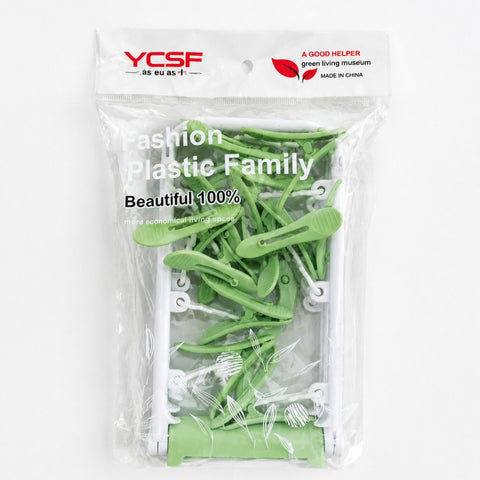 YCSF - Foldable Laundry Hangers - 12 Clips - Green - Rectangle