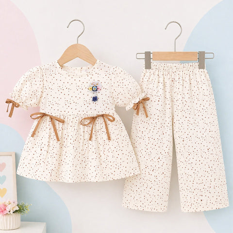 AG - 2 Pieces - Frock Set - Skin - Dots