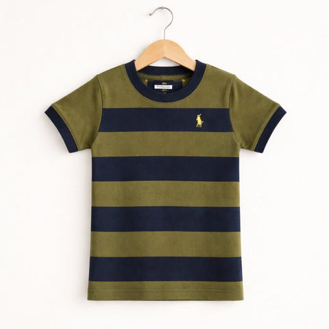 RL - Short Sleeve - Round Neck - T-Shirt - Green & Black