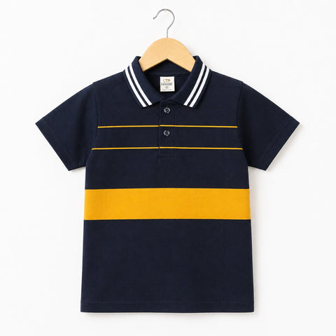 TA - Short Sleeve - Polo T-Shirt - Black & Yellow - Stripes