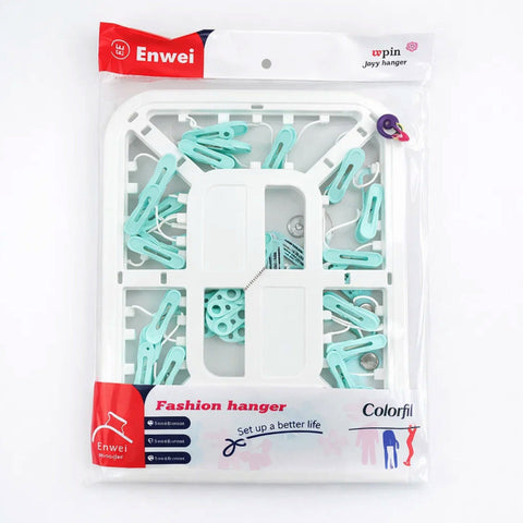 Enwei - Laundry Hangers - Green - 18 Clips - Rectangle