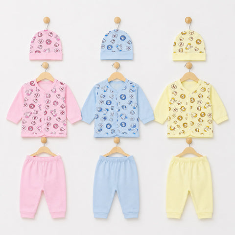 Newborn Cotton Jhabla Set - Pack of 3 - BPY - Love Animal