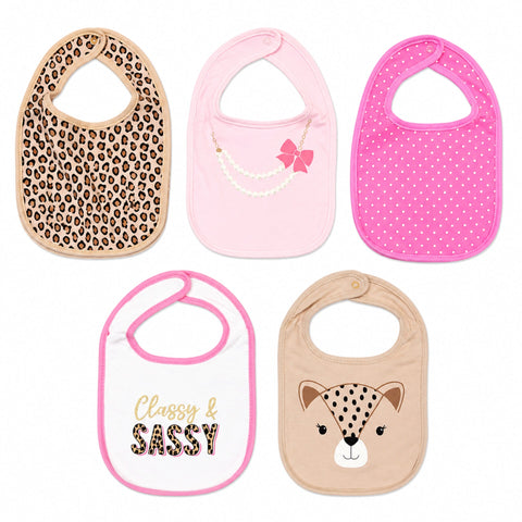 Pack of 5 Infant Bibs - Girls - Theme 2 - Hudson