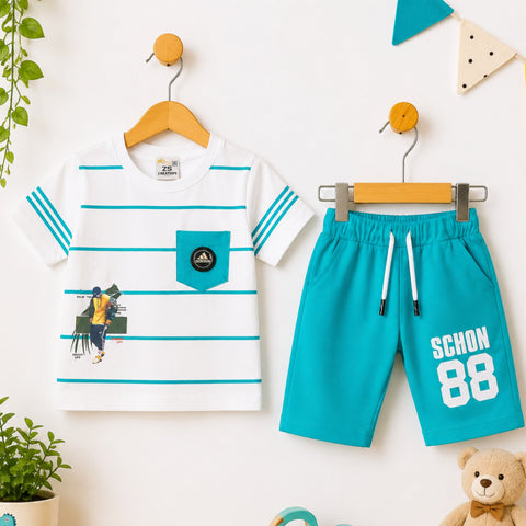 ZS - T-Shirt & Short - Green - Stripe Adi