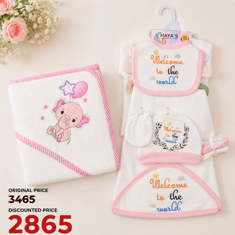Newborn Welcome Bundle - Pink Welcome Starter Set & Pink Bath Towel