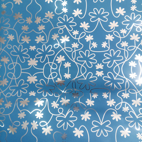 Gift Wrapping Sheet - Blue & Flowers