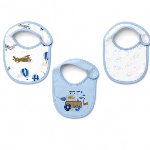 Thailand Pack of 3 Infant Bibs - Blue - Dig It
