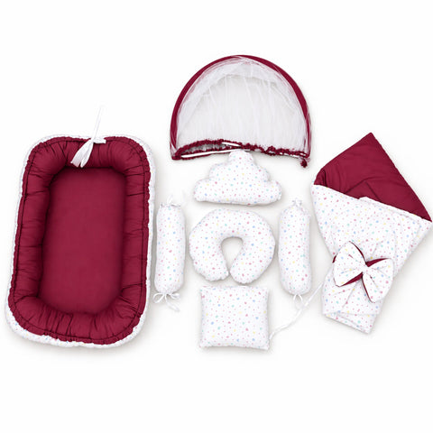 Cotton - 8 Pieces - Snuggle Bed - Maroon - Numbers - 26