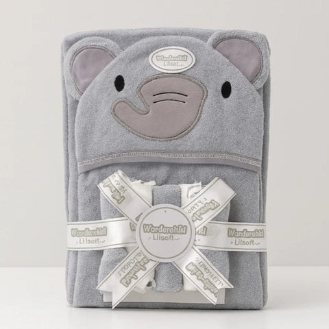 6 Pieces - Wonderchild - Bath Towel Gift Set - Grey - Elephant