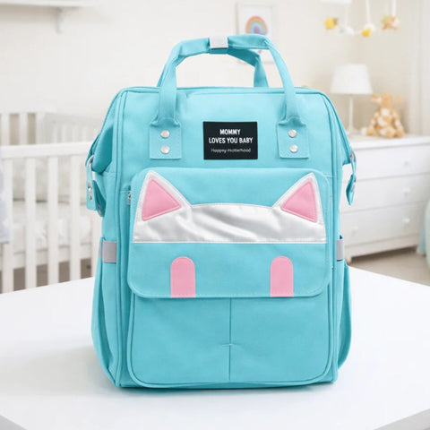 Cat - Waterproof Diaper Backpack - Sky Blue