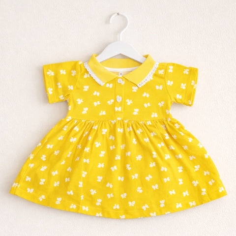 Sarah Aly - Cotton Interlock - Frock - Yellow - Bow - China