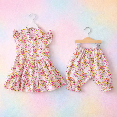PR - 2 Pieces - Frock Set - Light Pink - Pink Rose