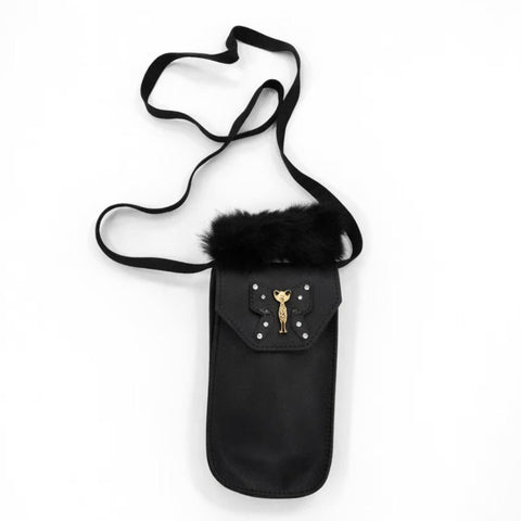 Girl's - Fashion Hand Bag - Black - Butterfly