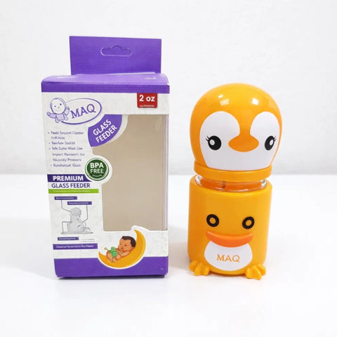 MAQ - Glass Feeding Bottle - Orange - Penguin - 2Oz/60Ml - 190C