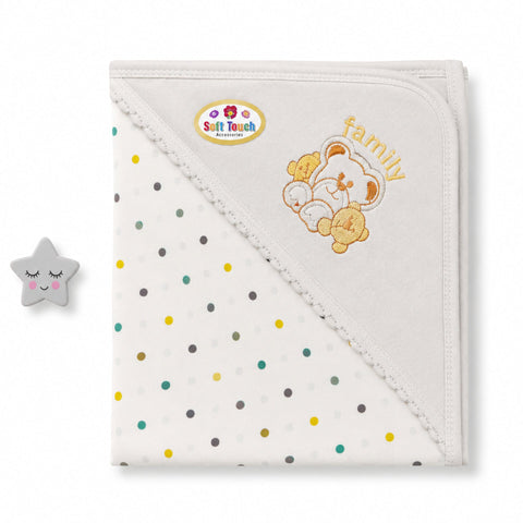 Newborn Cotton Wrapping Sheet - Grey - Polka - ST