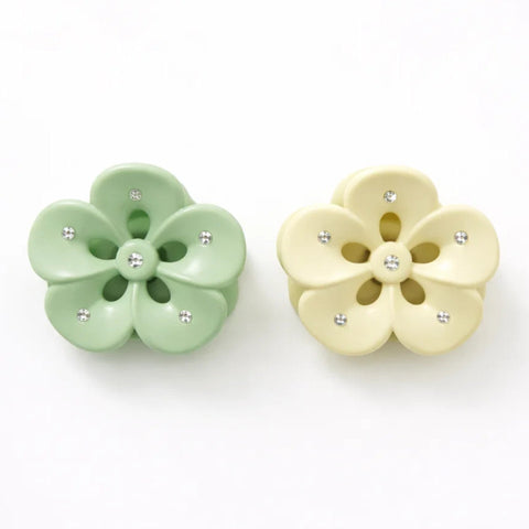 Pack of 2 - Hibiscus - Light Yellow & Light Green - Beads Flower