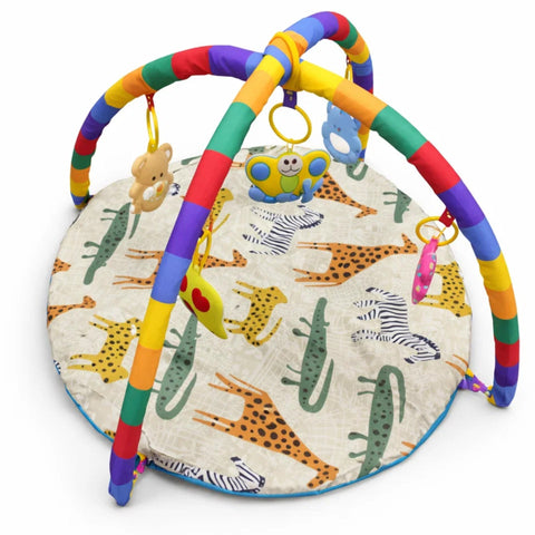 Baby Play Gym Mat with Hanging Toys for 0–12 Months - Green Animals | Infant Activity Play Mat