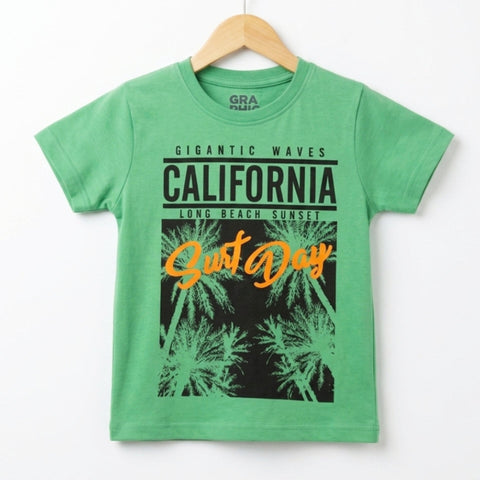 RL - Short Sleeve - Round Neck - T-Shirt - Light Green - California