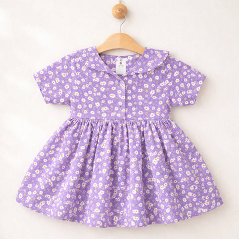 PR - Printed Frock - Purple - White Flowers