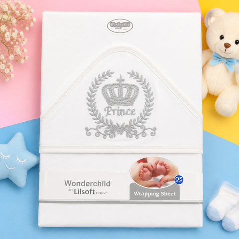 Newborn Cotton Wrapping Sheet - Silver - Prince