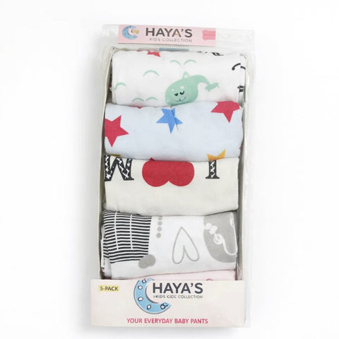 HY - Pack of 5 Printed Trousers - Heart & Stars