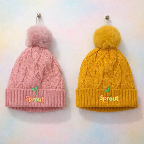 Pack of 2 - Woolen Caps - Yellow & Pink - Sprout - 26