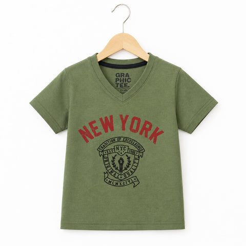 GT - Short Sleeve - V Neck - T-Shirt - Green - NYC