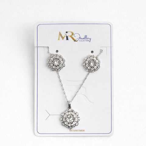 MR - 2 Pieces - Jewelry Set - Silver - Flower