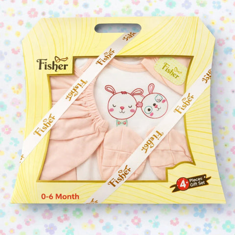 Fisher - Cotton Interlock - 4 Pieces - Peach - Cats - Starter Pack Box