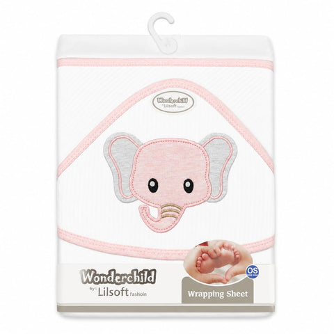 Newborn Cotton Wrapping Sheet - Pink - Elephant