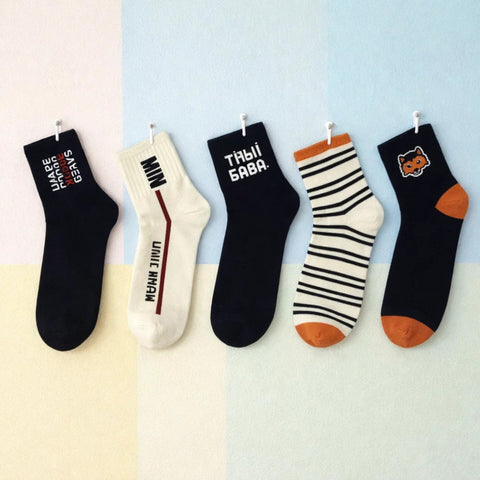 Tini Bear - Pair of 5 Socks - Mix - (Size L8-12)