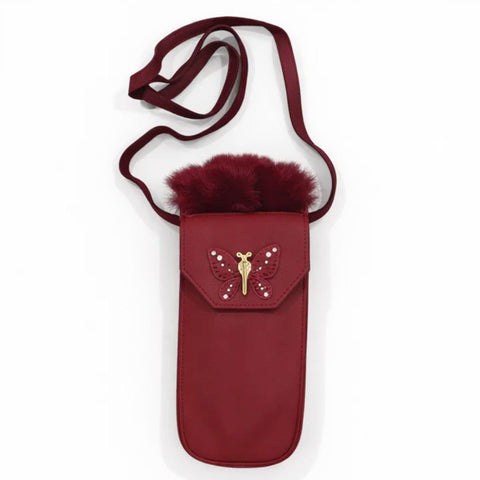 Girl's - Fashion Hand Bag - Maroon - Butterfly