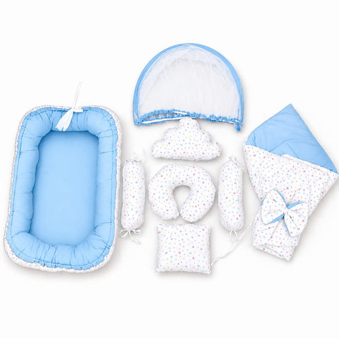 Cotton - 8 Pieces - Snuggle Bed - Blue - Numbers - 26