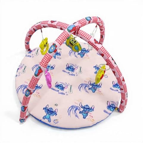 Baby Play Gym Mat with Hanging Toys for 0–12 Months - Pink Stitch | Infant Activity Play Mat