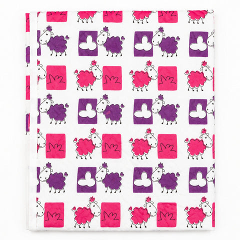 Diaper Changing Sheet - Pink & Purple - Sheep