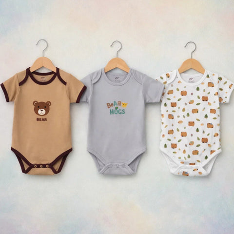 BRL - Pack of 3 - Short Sleeve Bodysuits - Bear Hugs