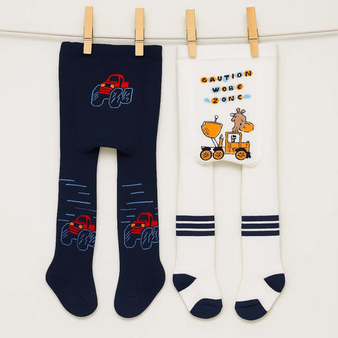 Pack of 2 - Leggings - Boys - Navy & White - (80-86 | 18-24 Months)